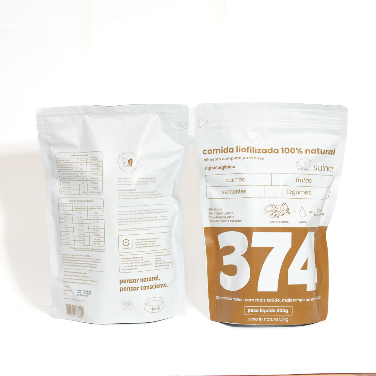 Comida 374 Hipoalergênica - Suína | 300g liofilizada (1,3kg in natura)